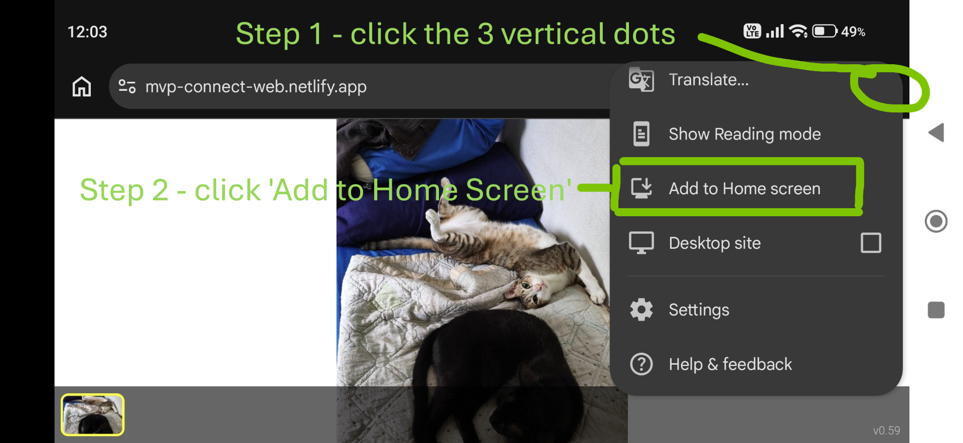 Add to Home Screen on Android