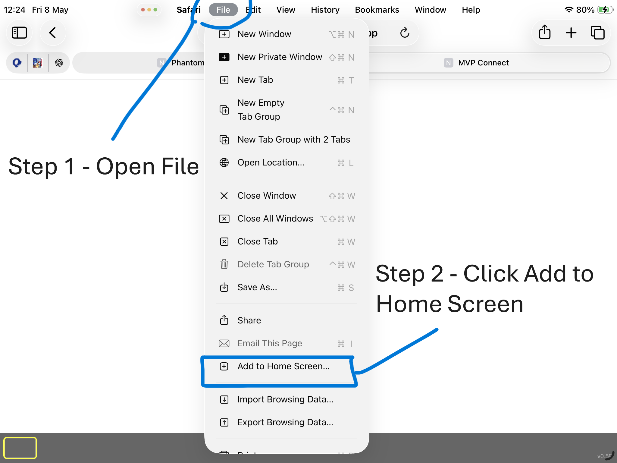 Add to Home Screen on iPhone