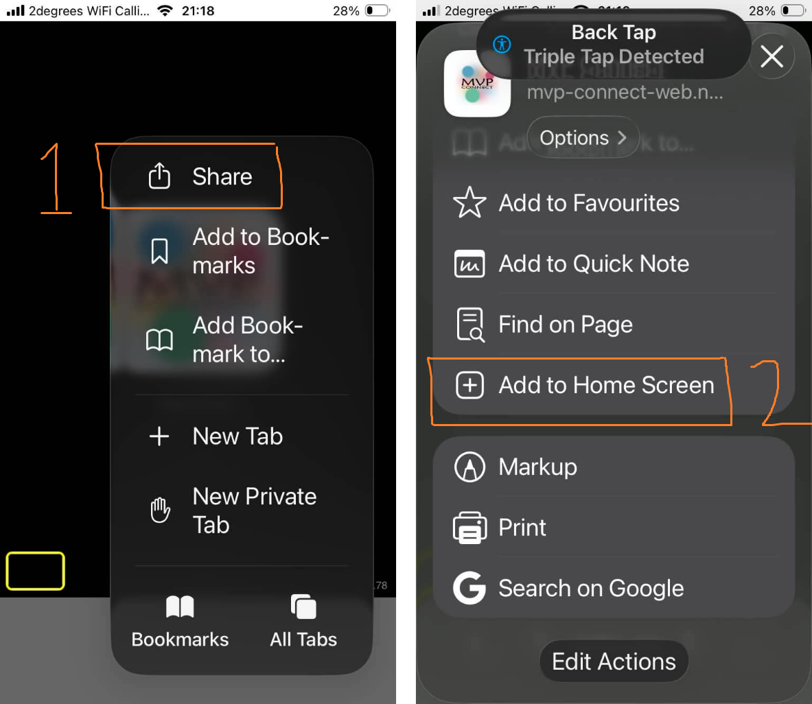 Add to Home Screen on iPhone